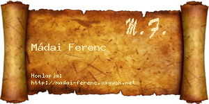 Mádai Ferenc névjegykártya